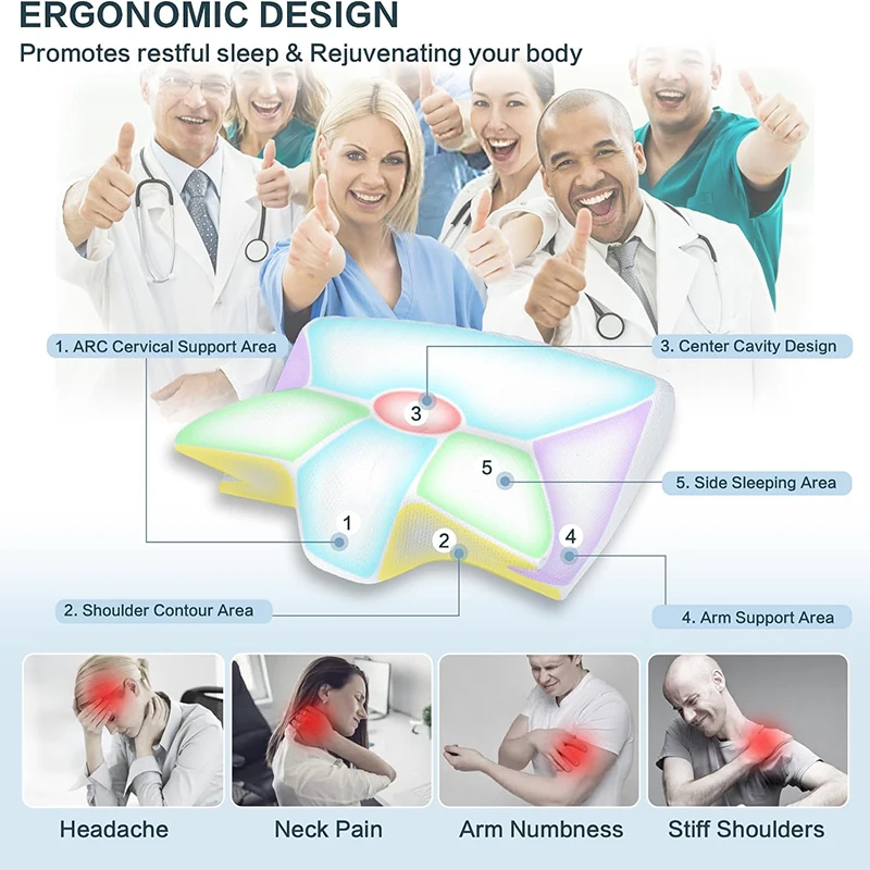 Neck Pillow Ergonomic Cervical Support Sleep Cushion