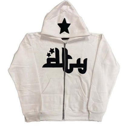 Star Printed Zip Up Hoodie – Soft Casual Pullover