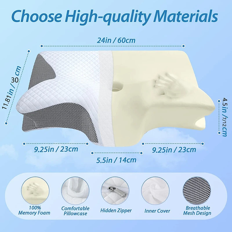 Neck Pillow Ergonomic Cervical Support Sleep Cushion