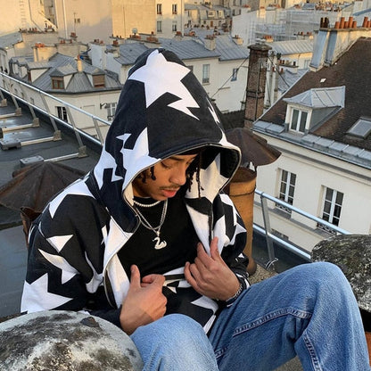 Star Printed Zip Up Hoodie – Soft Casual Pullover