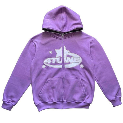 Star Printed Zip Up Hoodie – Soft Casual Pullover
