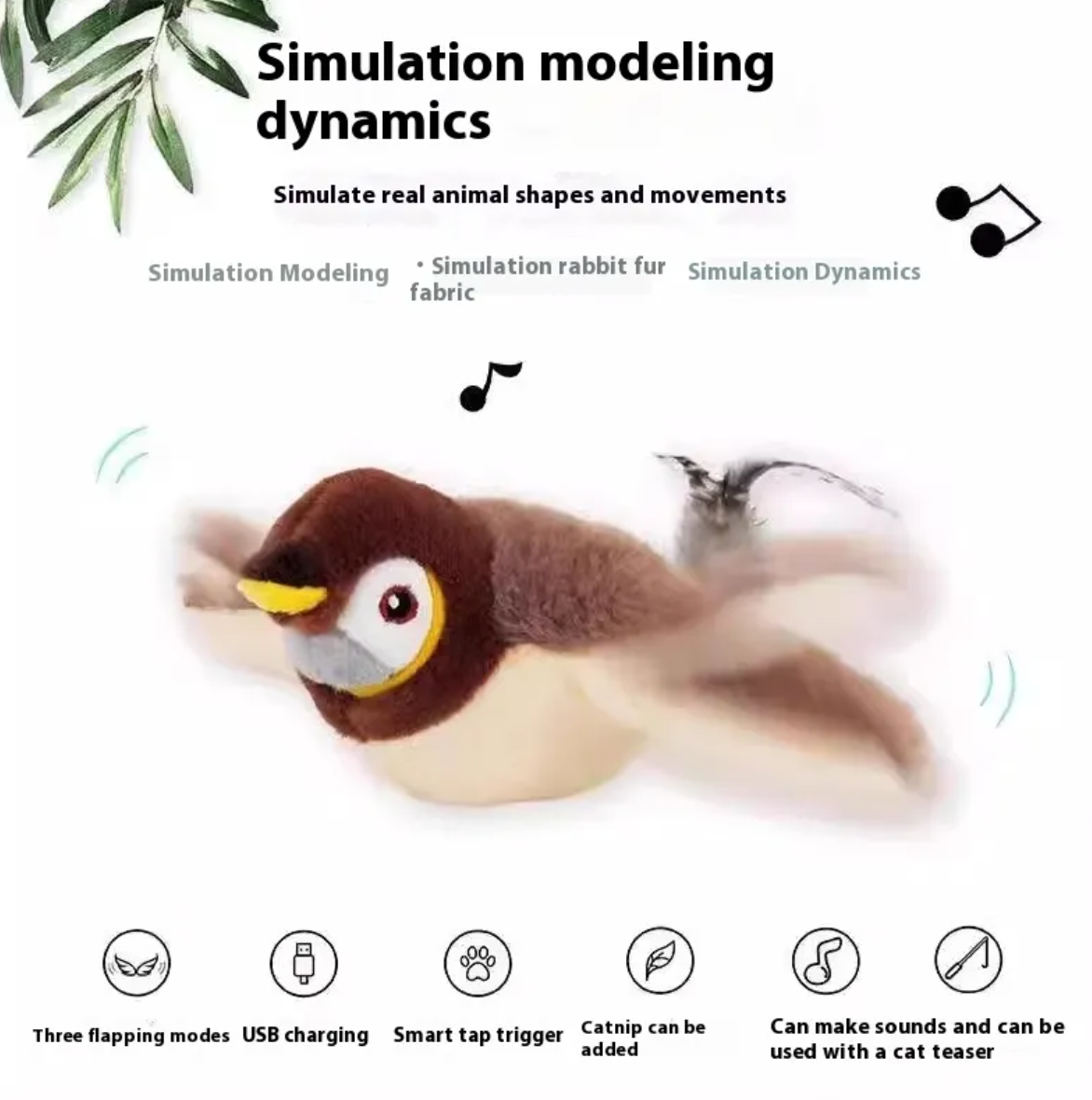 Plush Bird Pet Toy - Interactive Battery Toy