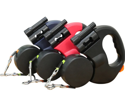 Auto Double Dog Leash - Retractable & Telescopic
