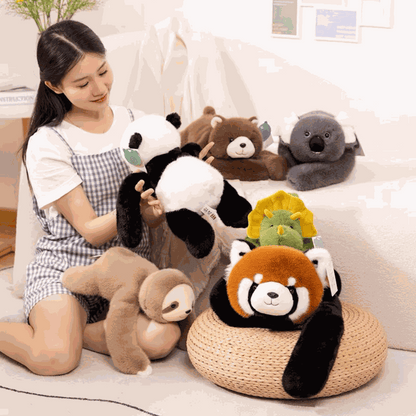 Panda, Koala, Sloth, Dinosaur, Bear & Little Panda Plush Doll Gift – Kids Soft Stuffed Toy